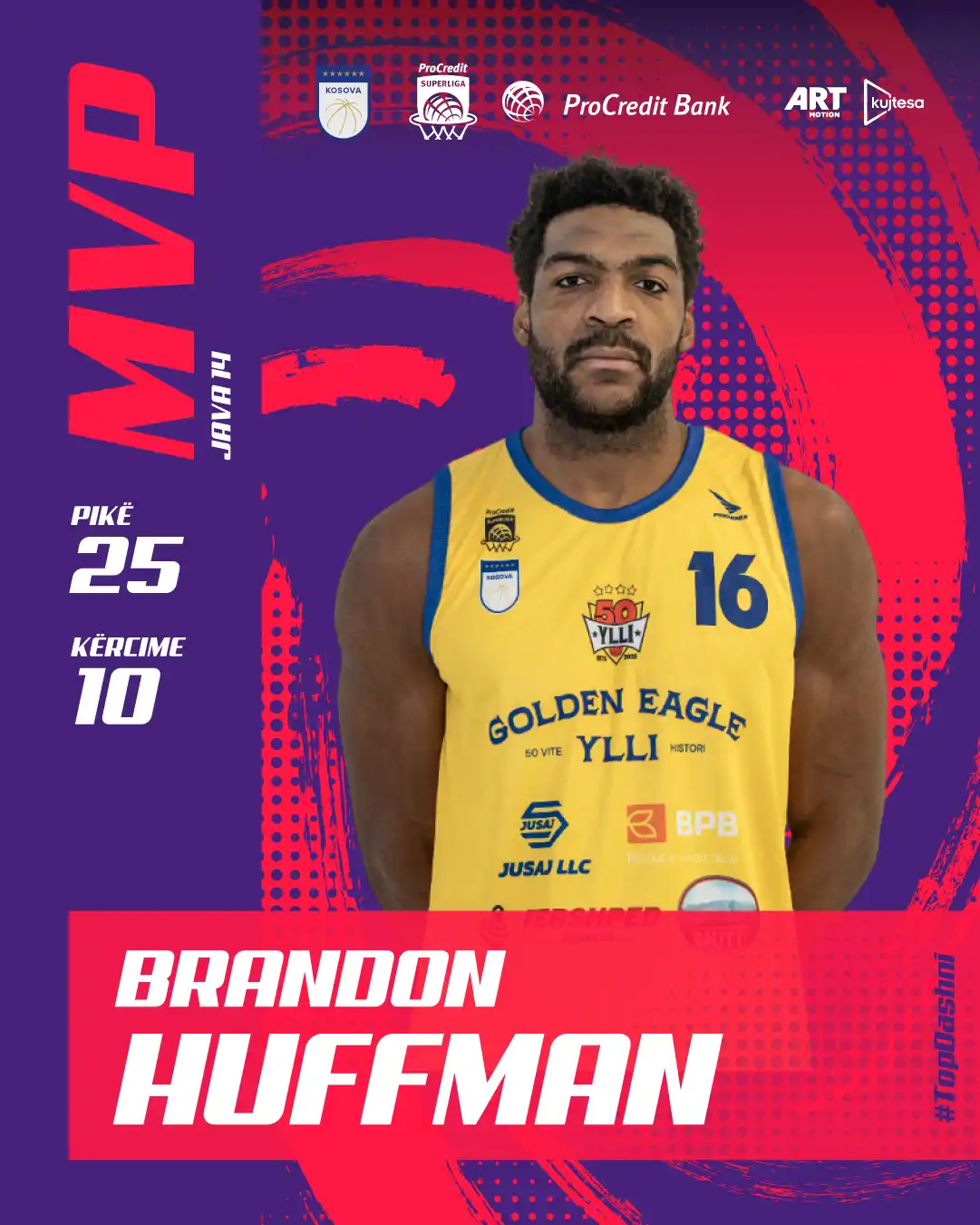 Huffman shkëlqen me dyshifror të dyfishtë dhe shpallet MVP 