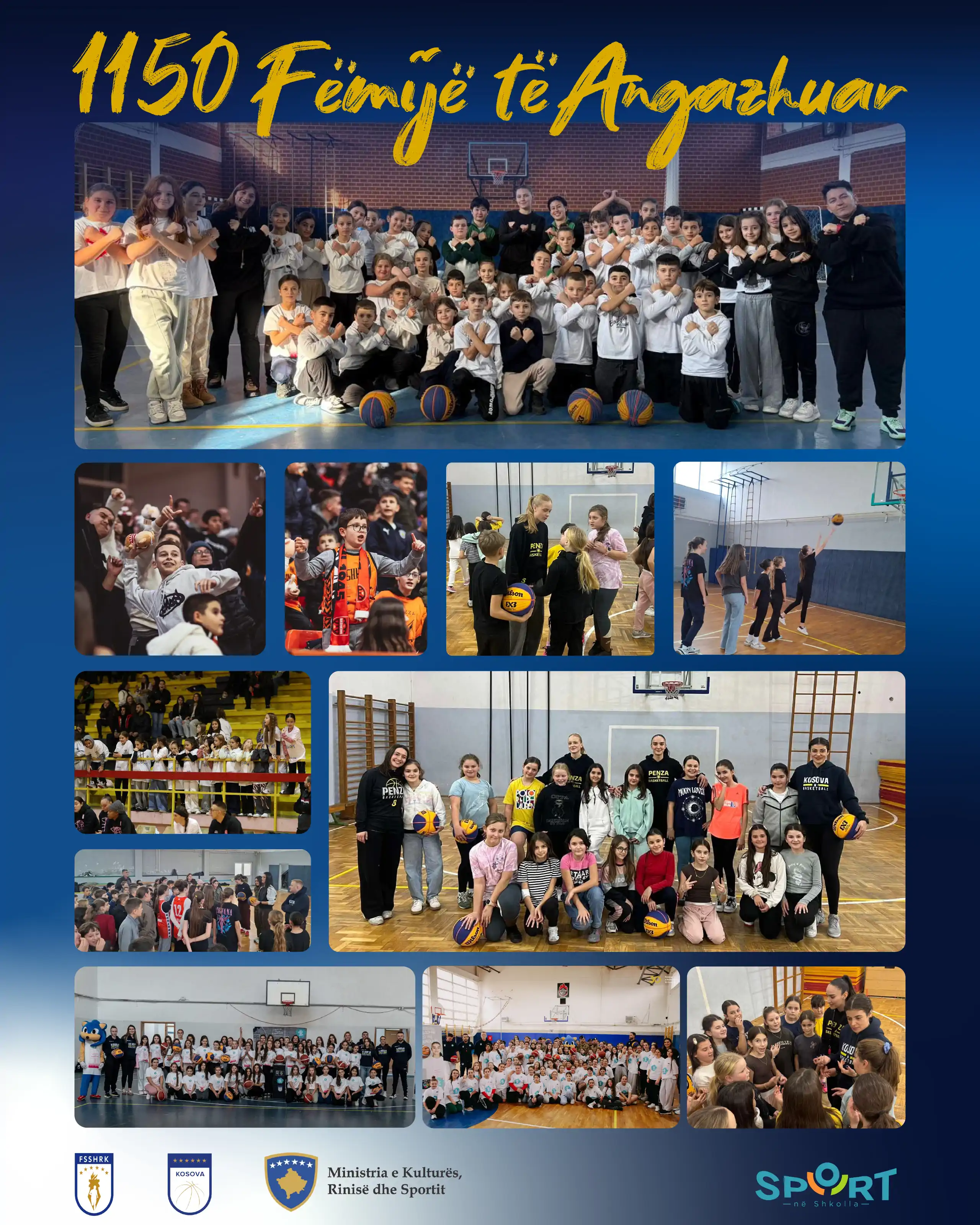 1,150 fëmijë të angazhuar në basketbollin 3x3 në Programin “Sport në Shkolla” 